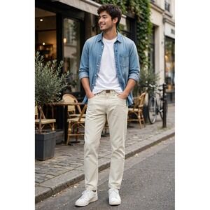 Lee Mens W34 x L29 Regular Fit Jeans Cream Off White Denim Classic Casual